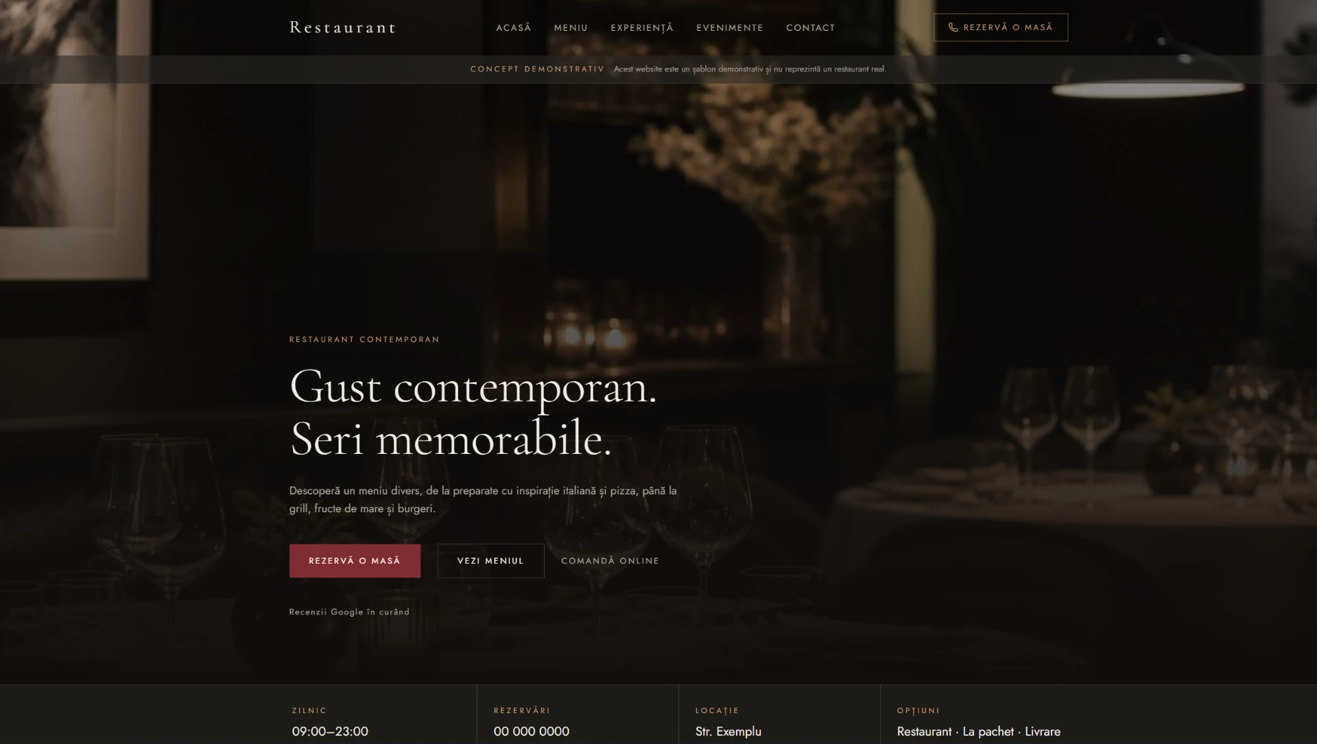 Screenshot din proiectul Restaurant Premium