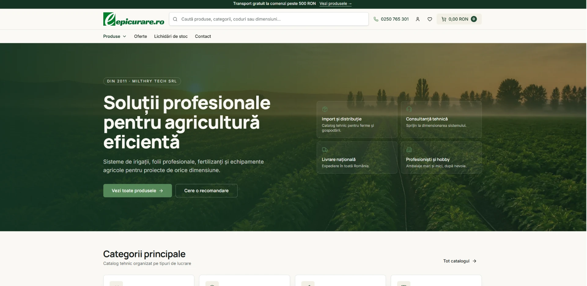 Screenshot din proiectul Epicurare.ro